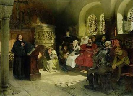 Hugo Vogel Martin Luther preaching at the Wartburg Norge oil painting art
